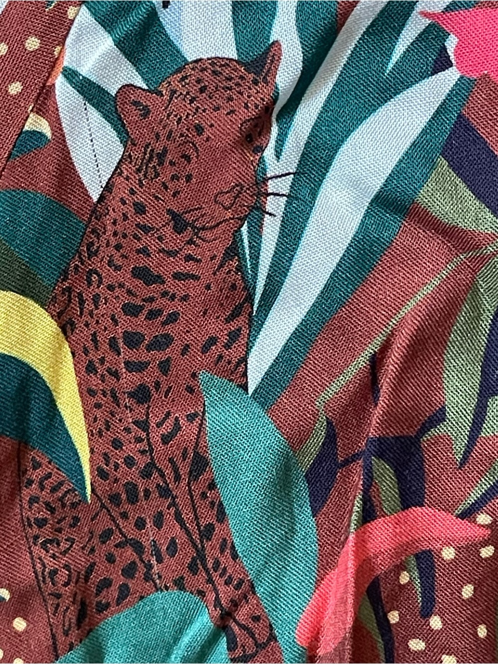 NWT Farm Rio Fiesta Wrap Maxi Dress Boho Ruffle Jungle Animal Red Brown S Small - Picture 6 of 8